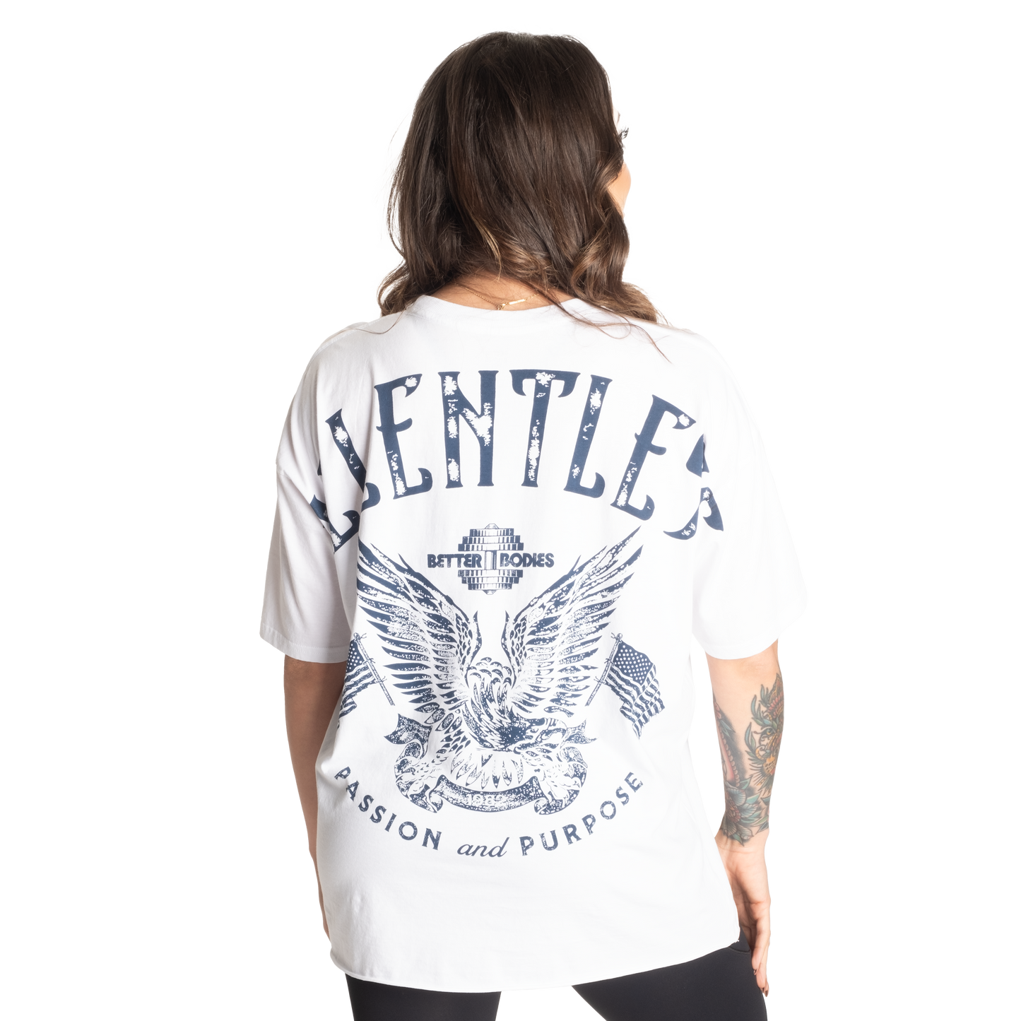 Better Bodies Relentless Oversized Tee, White/Blue