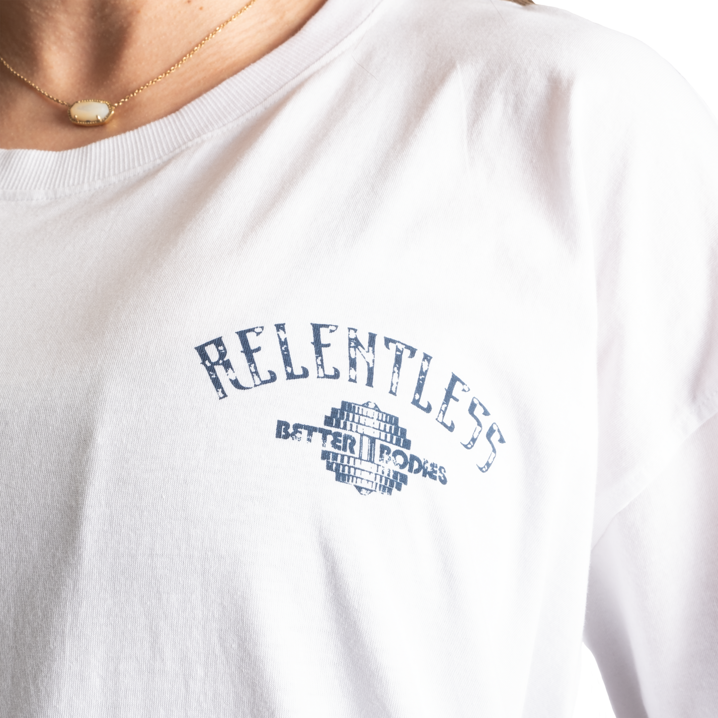 Better Bodies Relentless Oversized Tee, White/Blue