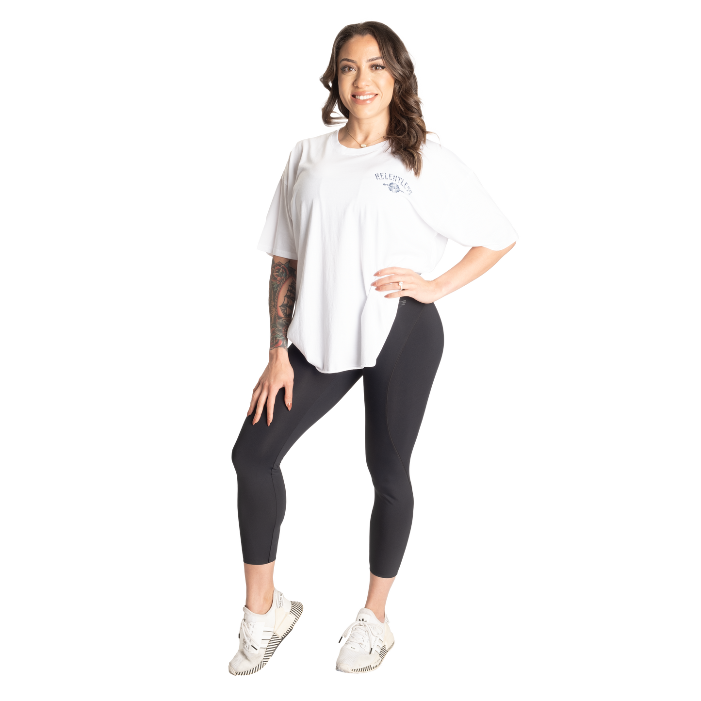 Better Bodies Relentless Oversized Tee, White/Blue