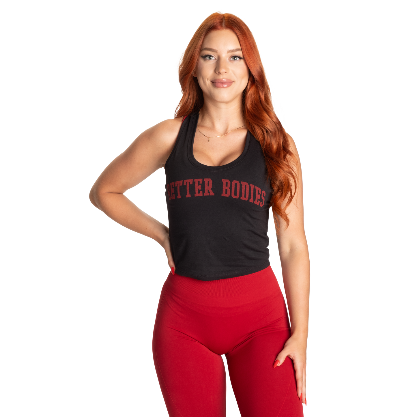 Better Bodies Crop T-Back, Black/Red