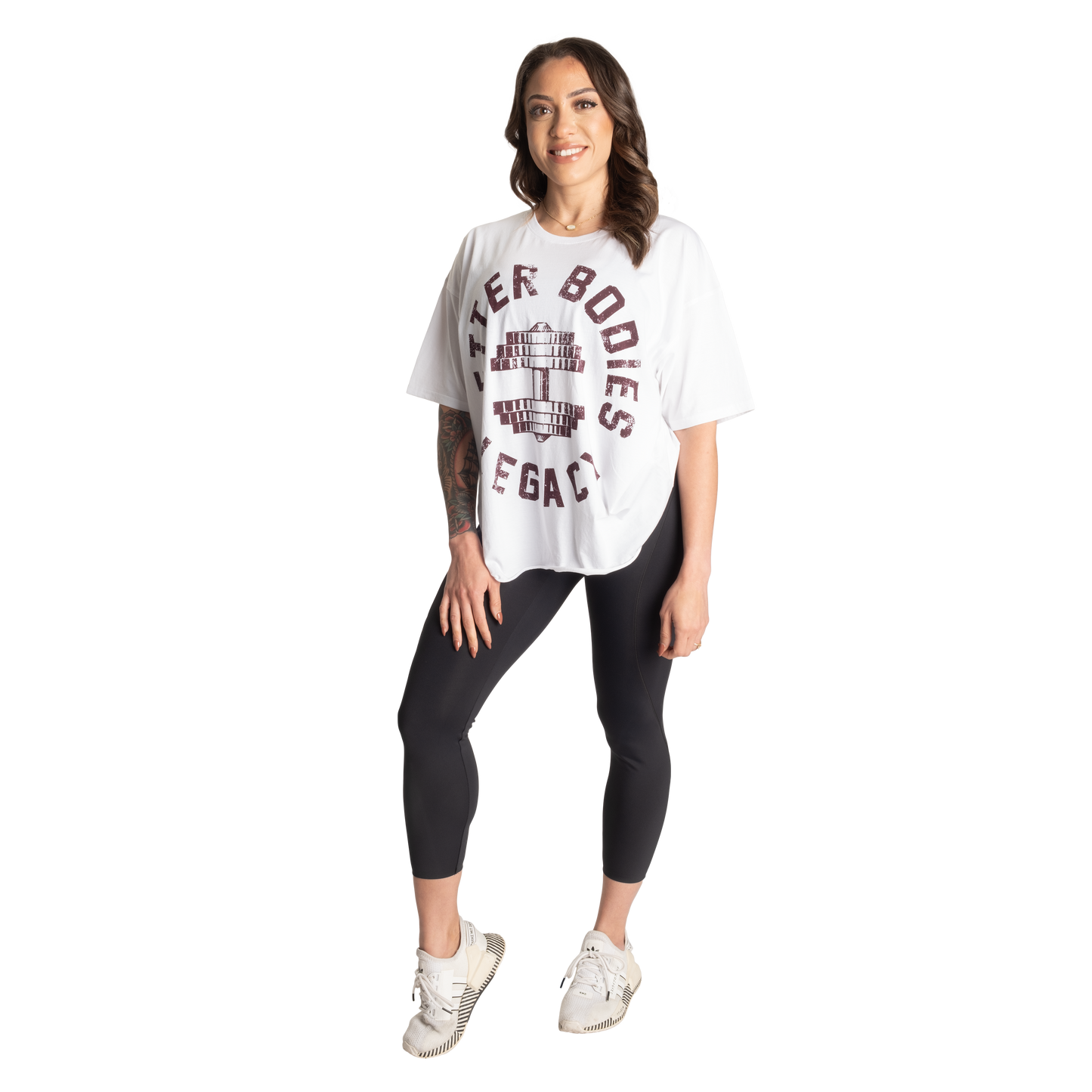 Better Bodies Legacy Oversized Tee, White/Maroon