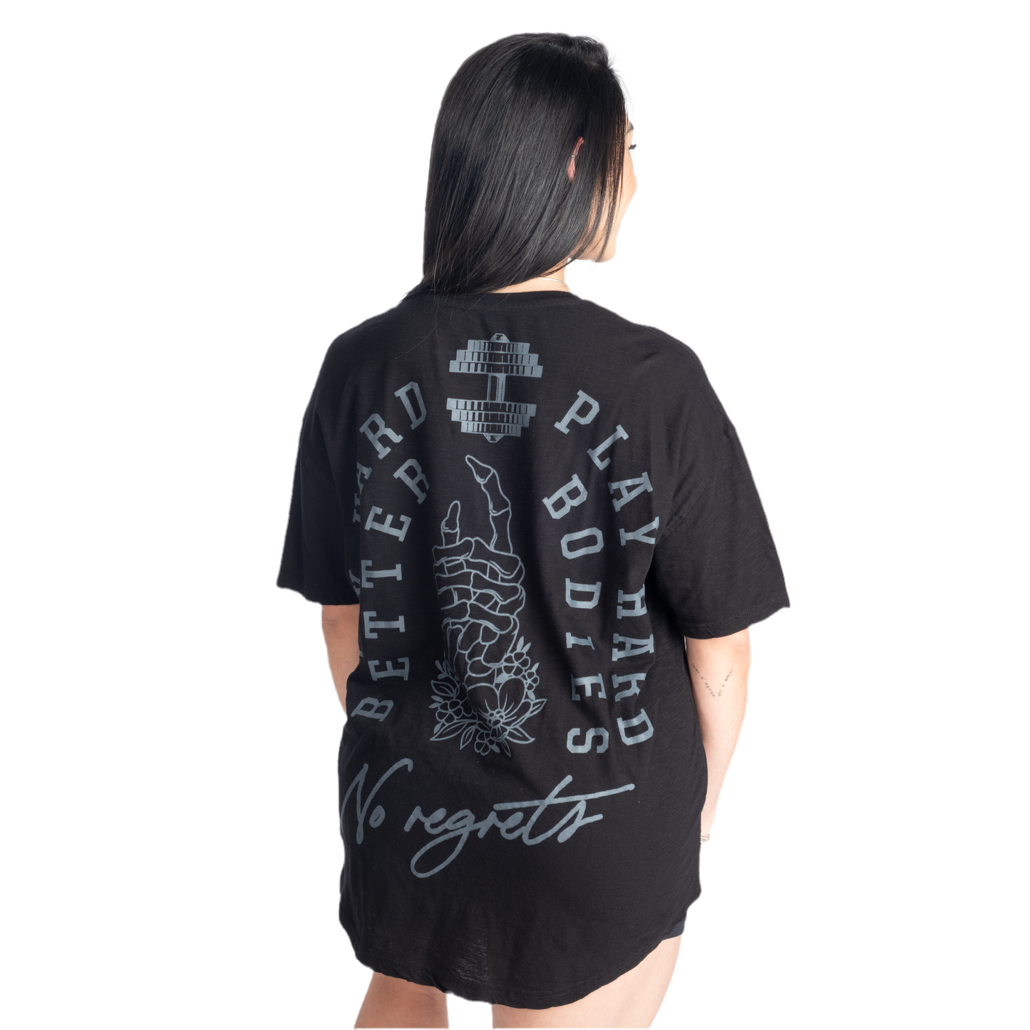 Better Bodies No Regrets Oversized Tee Musta - Naisten T-Paita