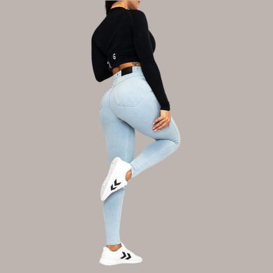 Embrace High Waist Denim Jeans, Sky Blue