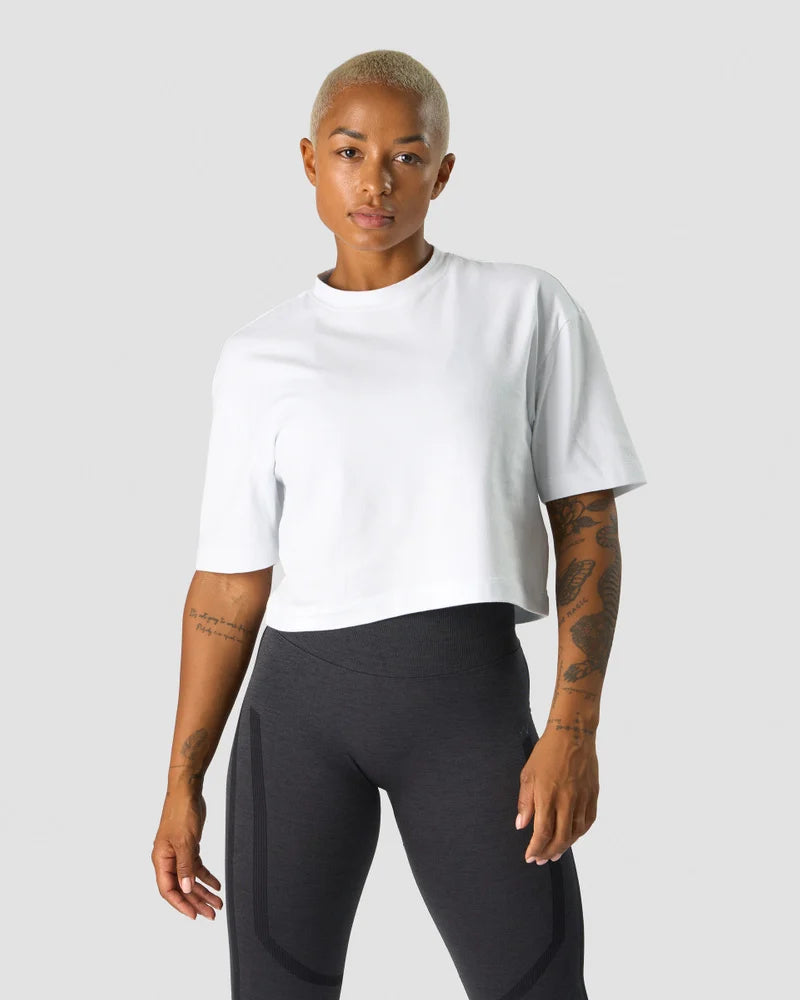 ICANIWILL EVERYDAY COTTON CROPPED T-SHIRT WHITE