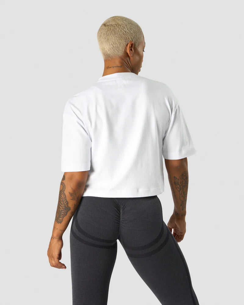 ICANIWILL EVERYDAY COTTON CROPPED T-SHIRT WHITE
