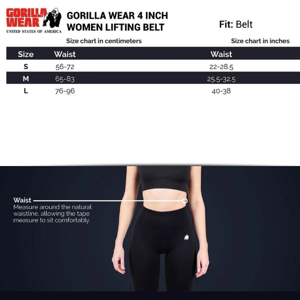 Gorilla Wear 4 Inch Women`s Lifting Belt, Black/Purple