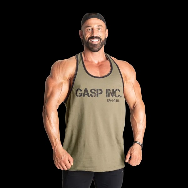 GASP Division Jersey Tank Top, Washed Green