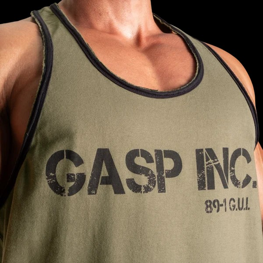 GASP Division Jersey Tank Top, Washed Green