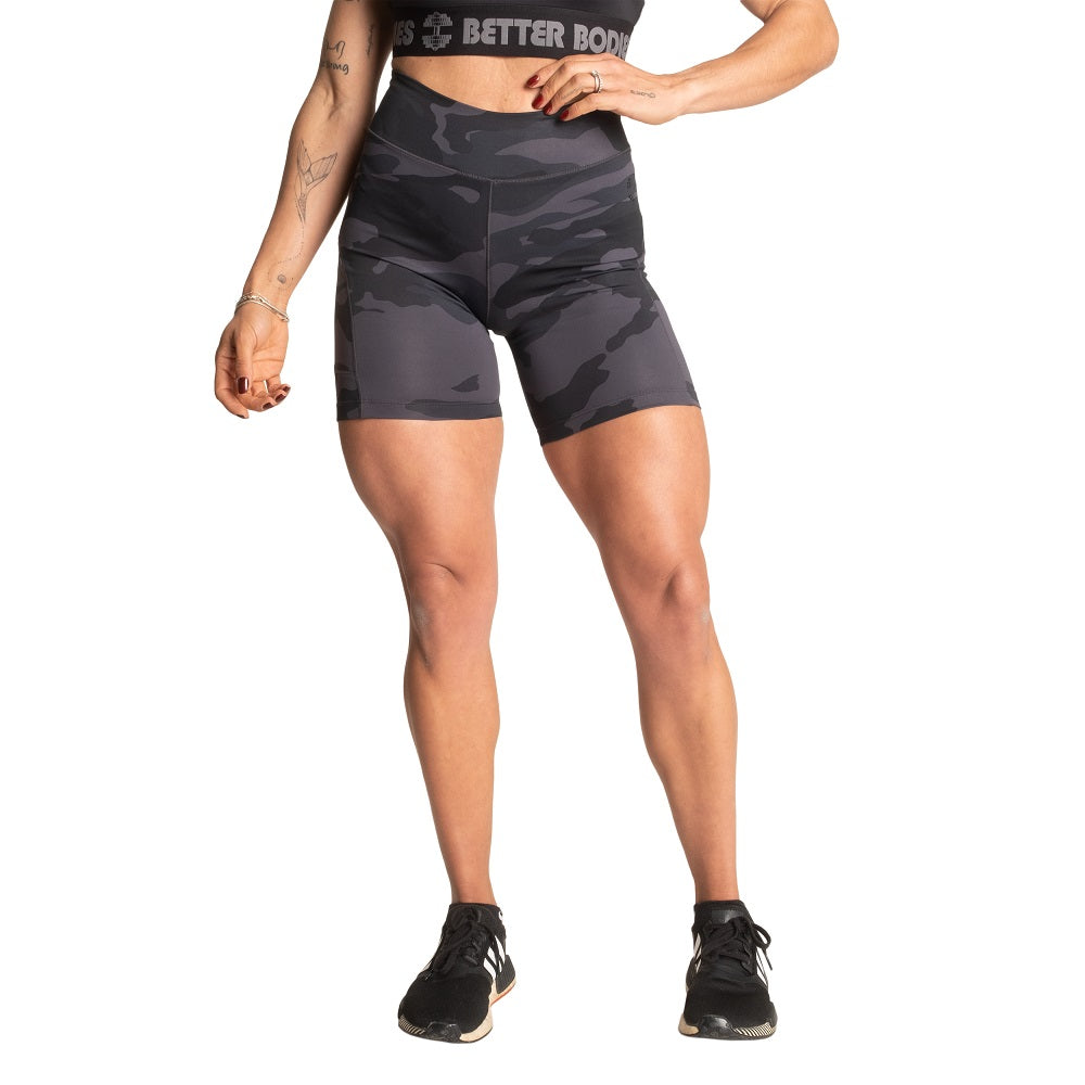 Better Bodies High Waist Shorts, Dark Camo