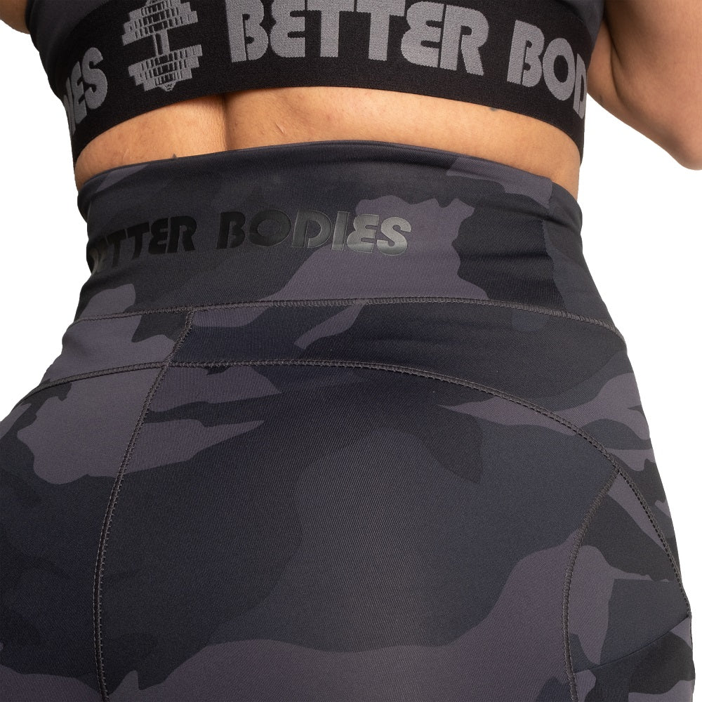 Better Bodies High Waist Shorts, Dark Camo