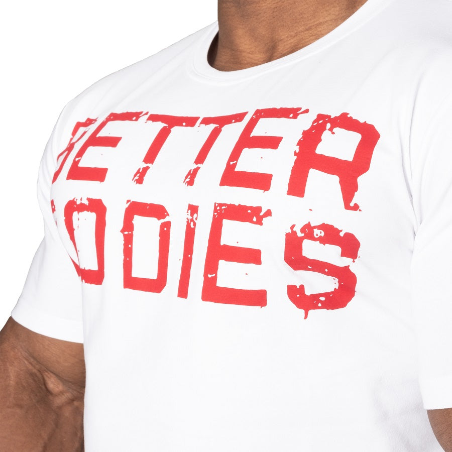 Better Bodies Basic Tapered Tee White/Red, Size XL