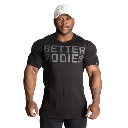 Better Bodies Basic Tapered Tee, Black/Grey Size M