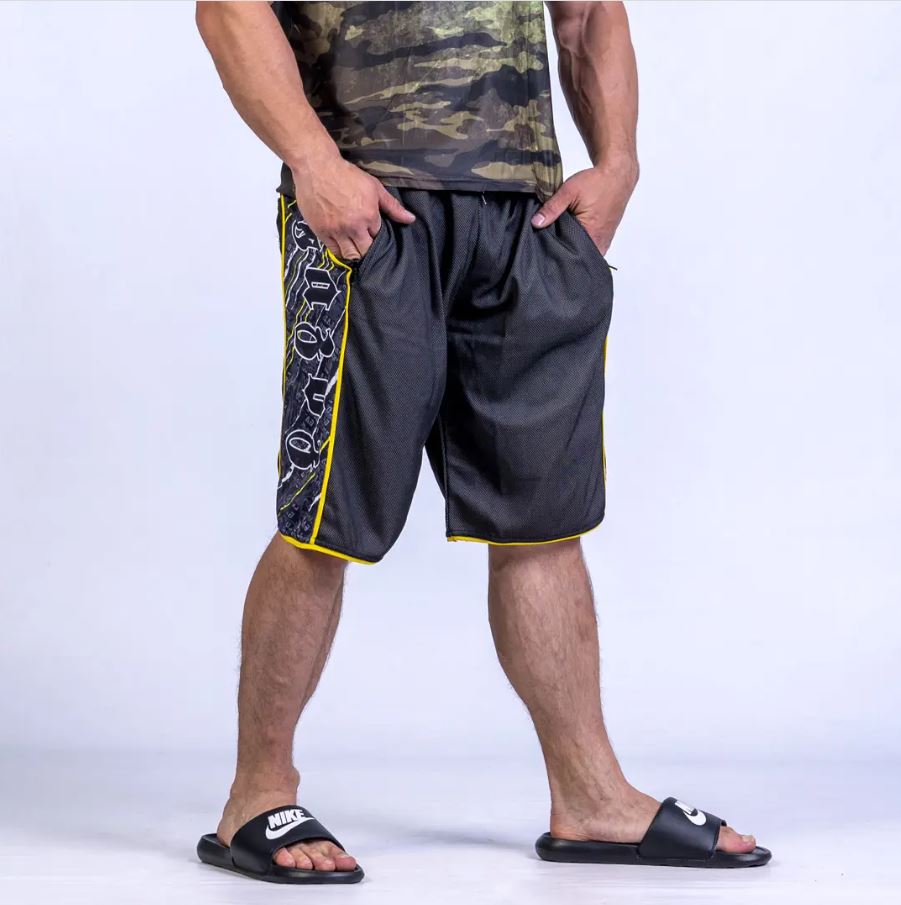 GAZOZ Mesh Shorts Grey/Yellow