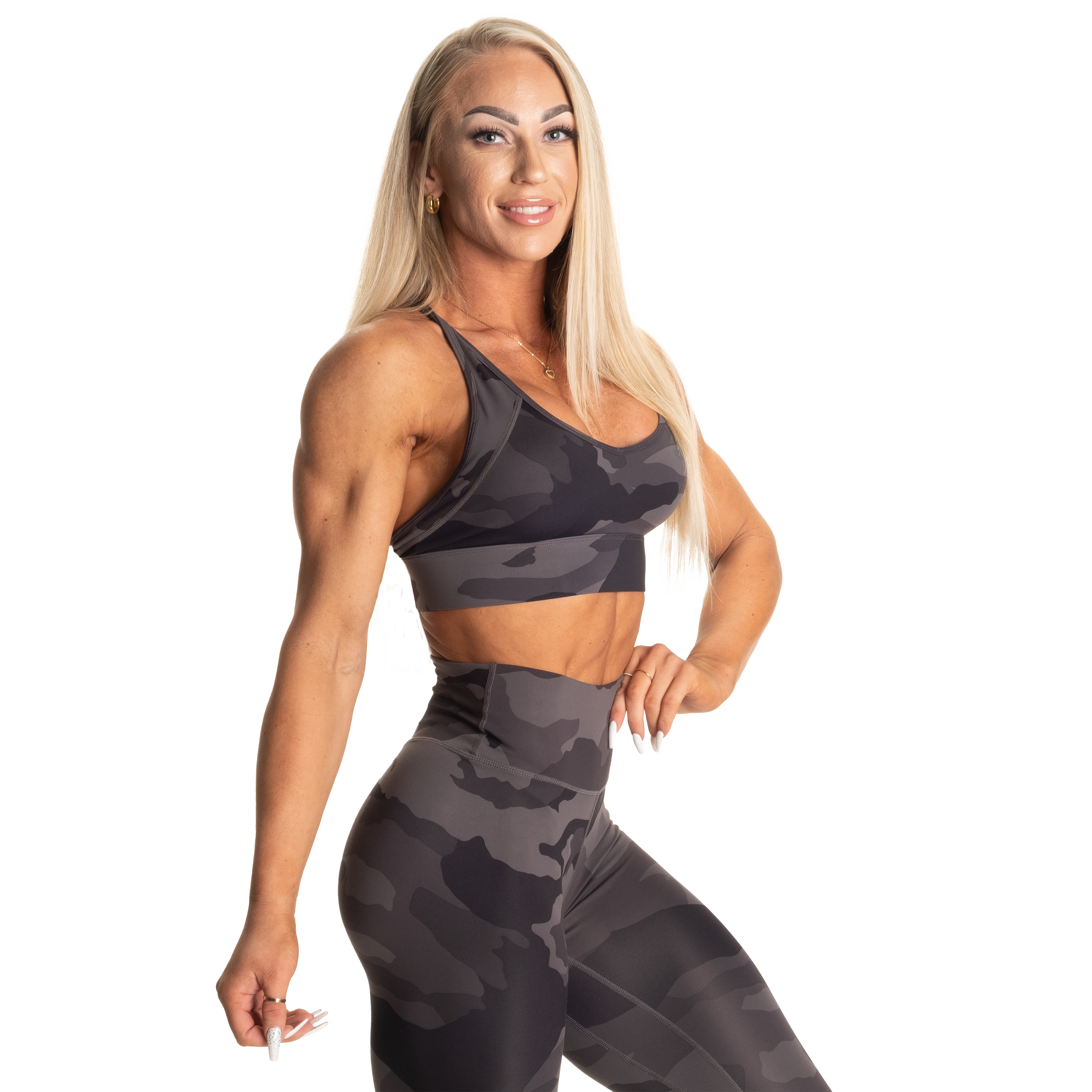 Better Bodies Core Sports Bra Charcoal Camo, Size XS
