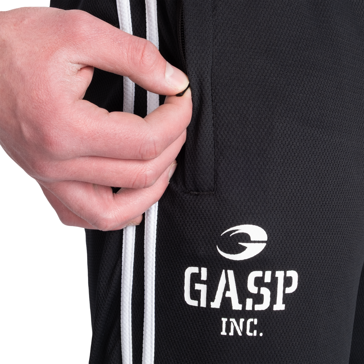 GASP 2 Stripe St Mesh Pant, Black/White