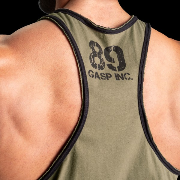GASP Division Jersey Tank Top, Washed Green