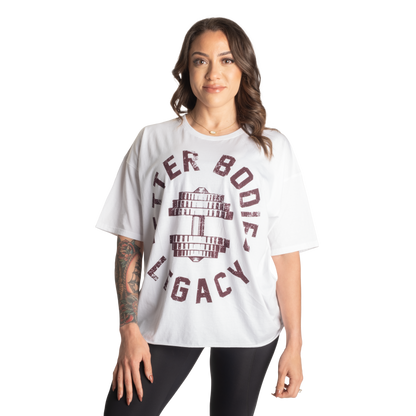 Better Bodies Legacy Oversized Tee, White/Maroon