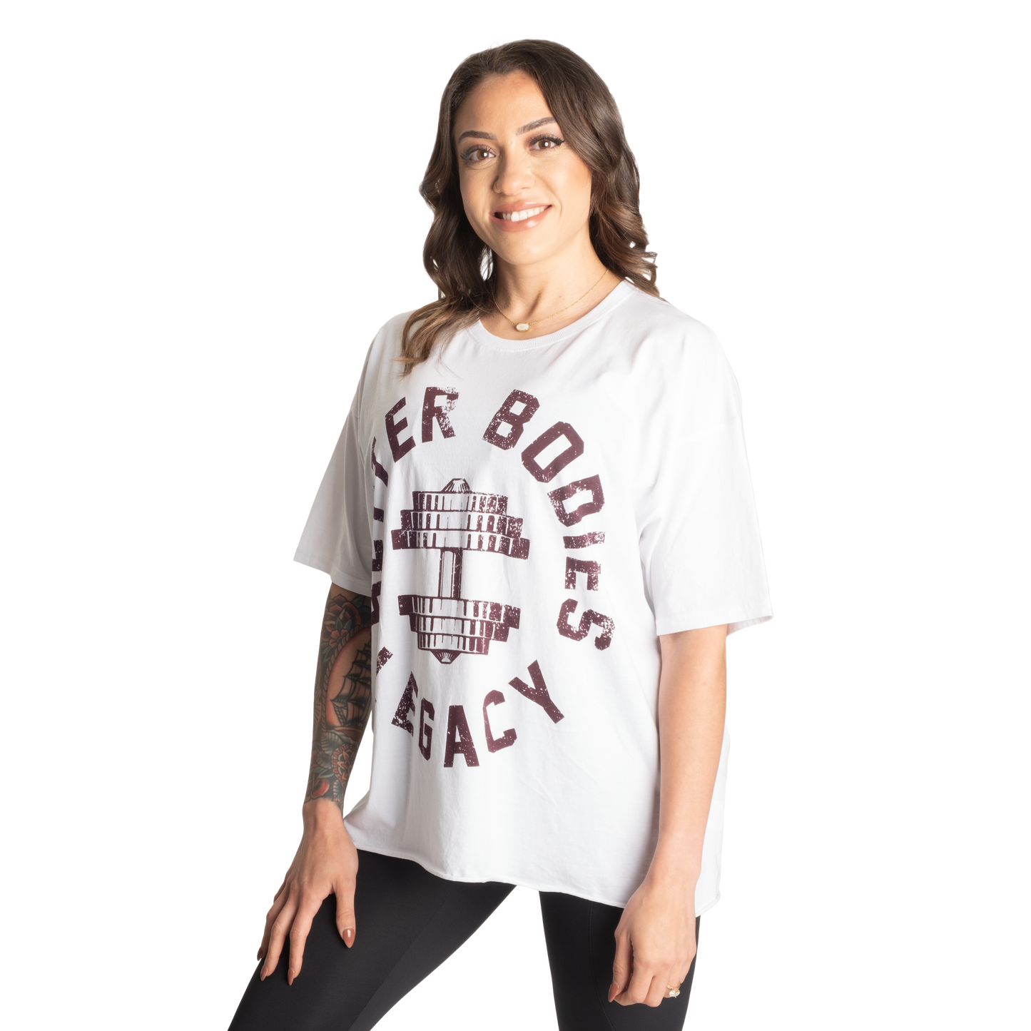 Better Bodies Legacy Oversized Tee, White/Maroon