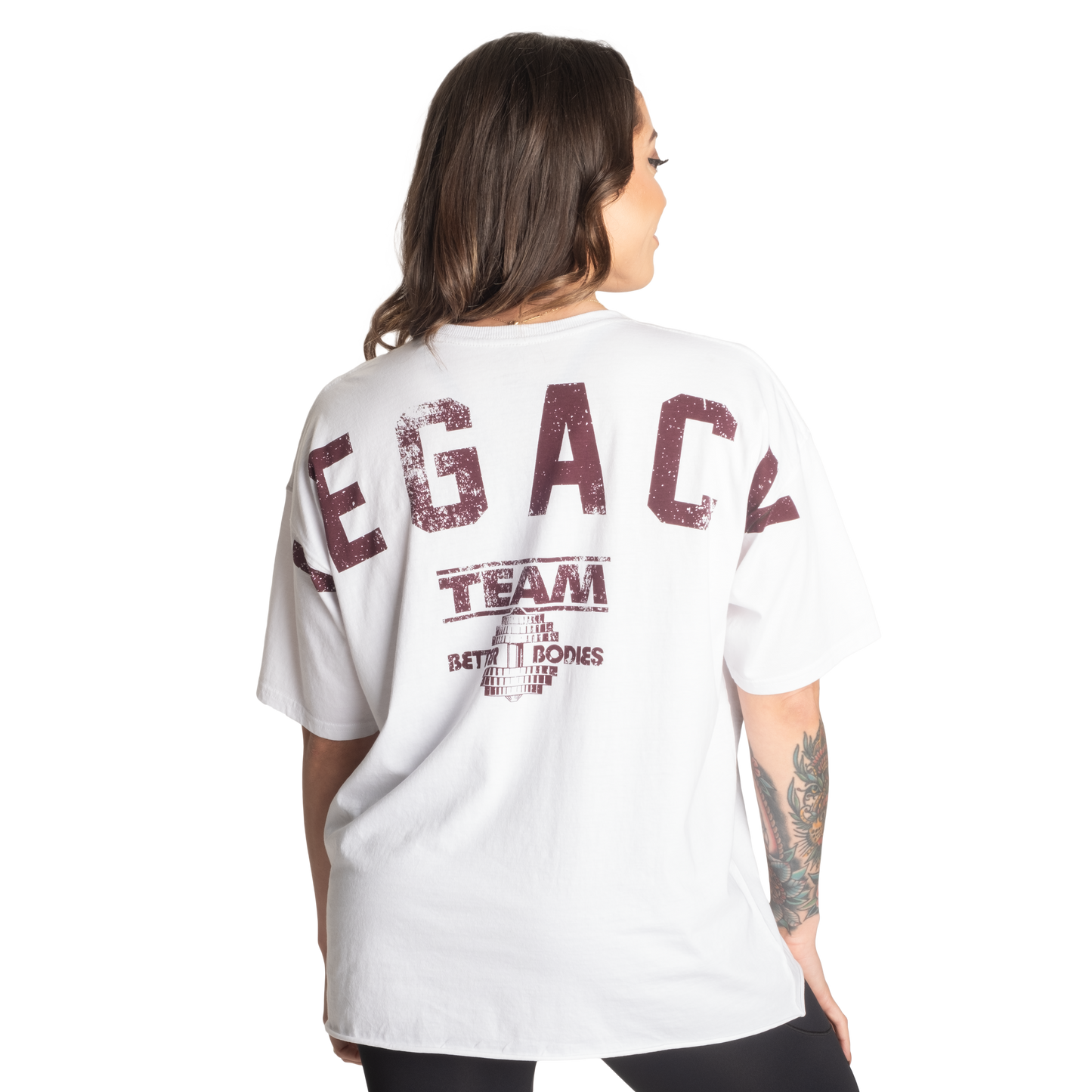 Better Bodies Legacy Oversized Tee, White/Maroon