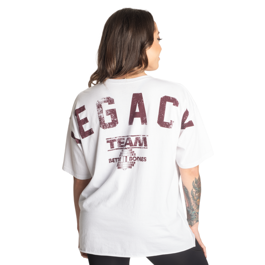Better Bodies Legacy Oversized Tee, White/Maroon