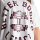 Better Bodies Legacy Oversized Tee, White/Maroon