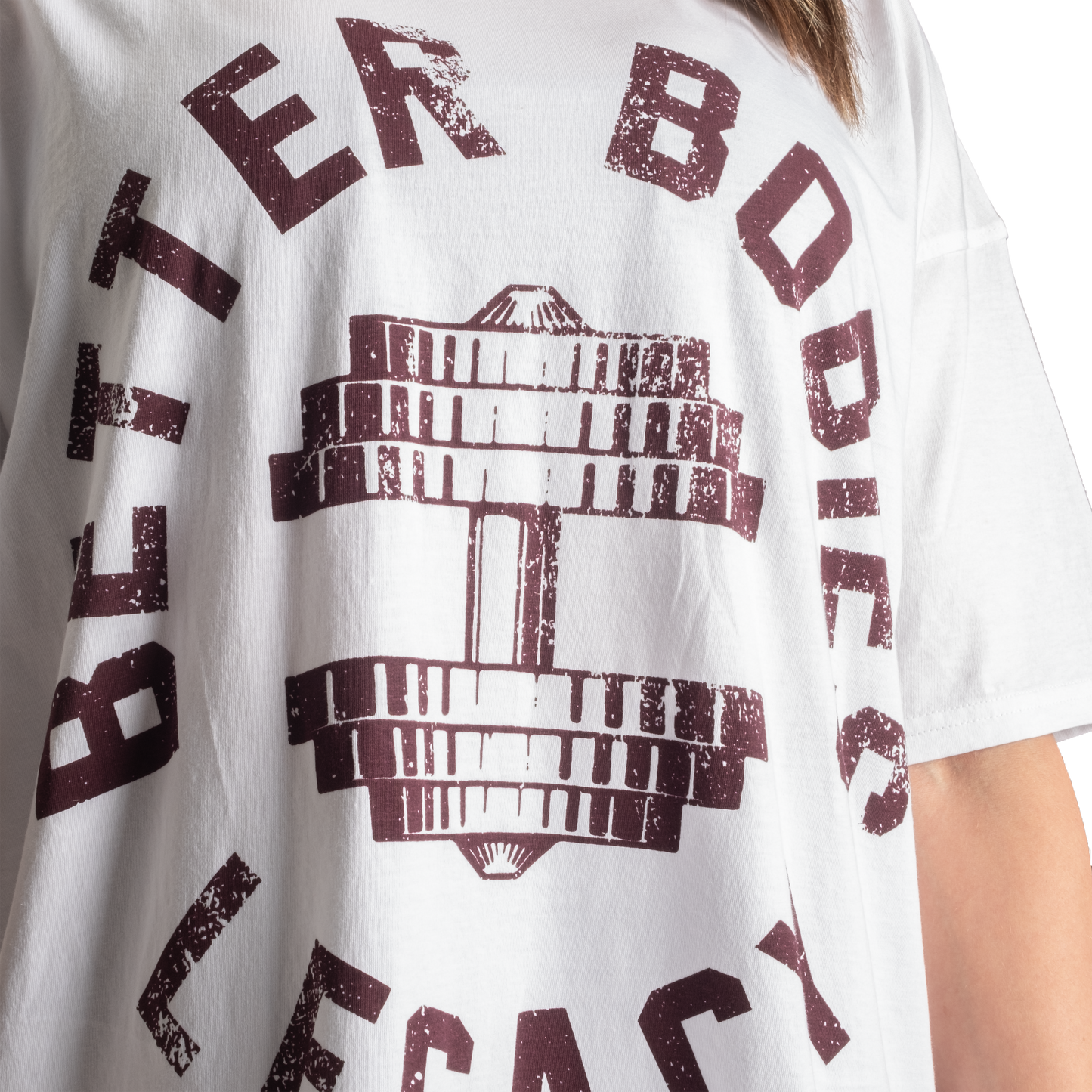Better Bodies Legacy Oversized Tee, White/Maroon