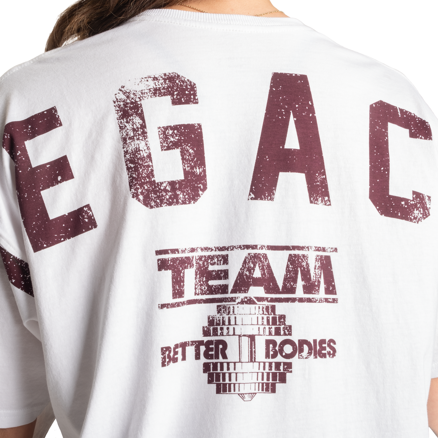 Better Bodies Legacy Oversized Tee, White/Maroon