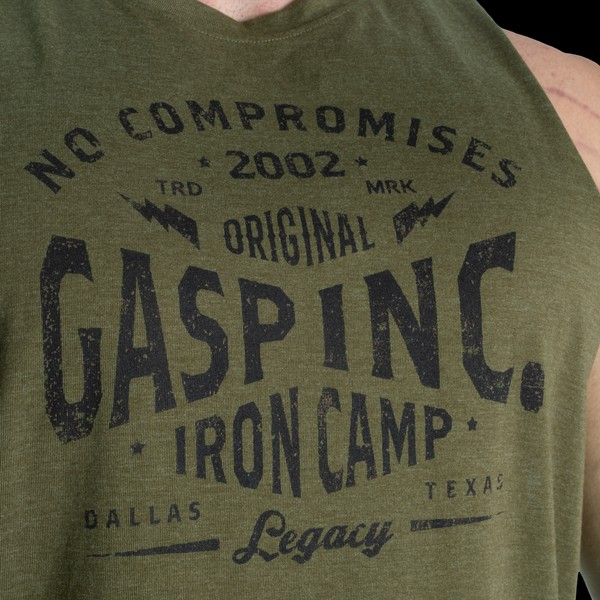 GASP Original Cut Out Tank, Army Green Melange