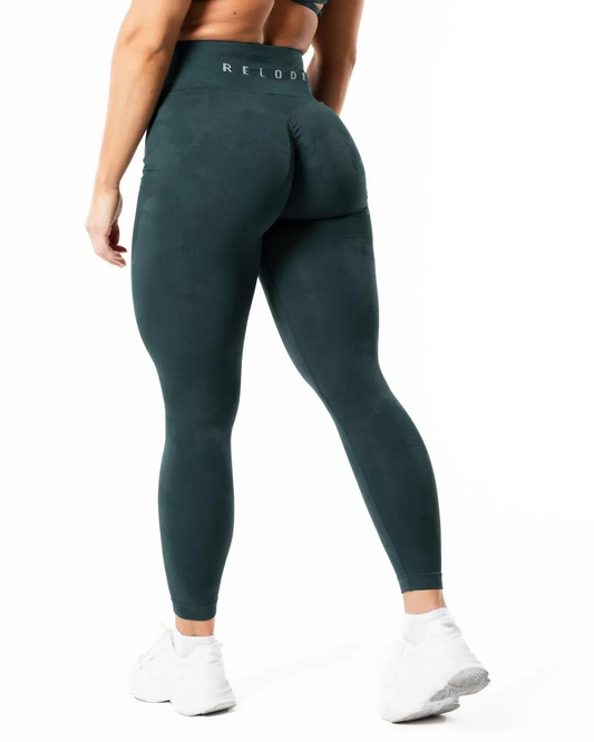 RELODE Prime Scrunch Camo Tights, Teal