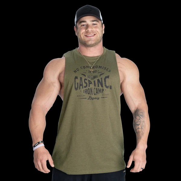 GASP Original Cut Out Tank, Army Green Melange