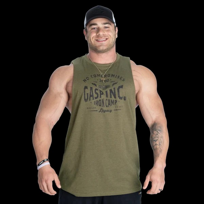 GASP Original Cut Out Tank, Army Green Melange