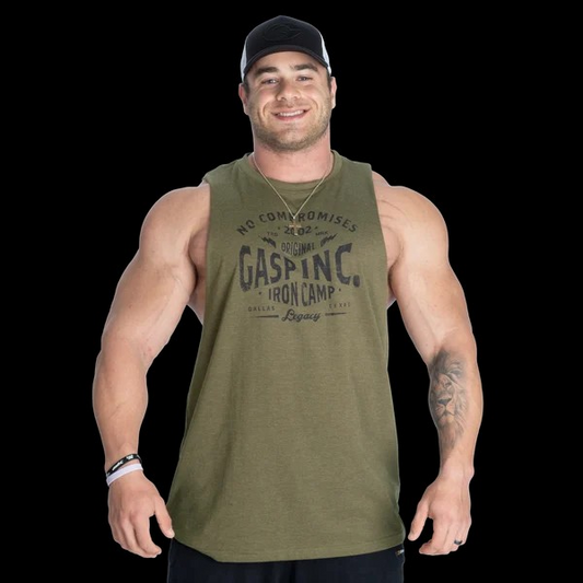 GASP Original Cut Out Tank, Army Green Melange