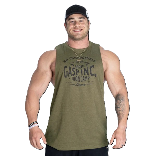 GASP Original Cut Out Tank, Army Green Melange