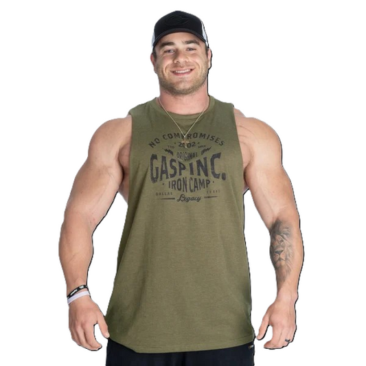 GASP Original Cut Out Tank, Army Green Melange